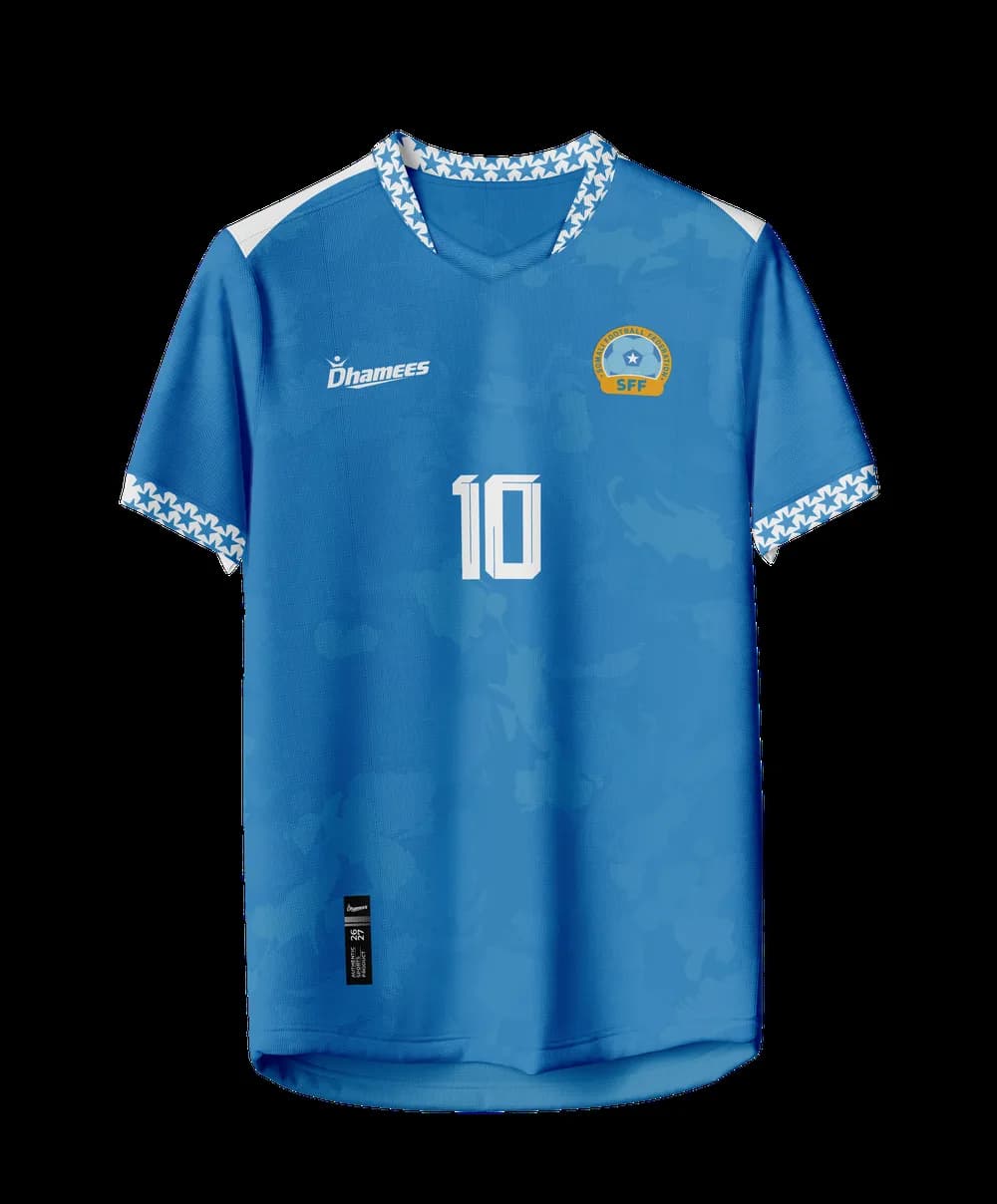 Somali National Team Home Jersey — Somali blue with star-pattern trim